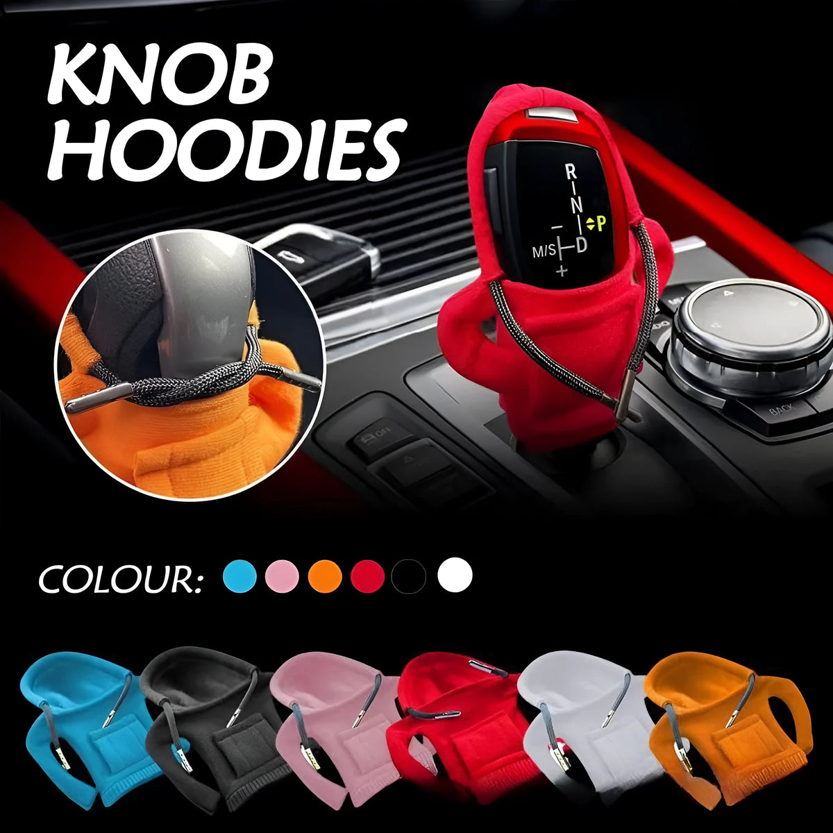 Dutch velvet car gear handle sleeve in multiple colours showing tight and loose fit versions