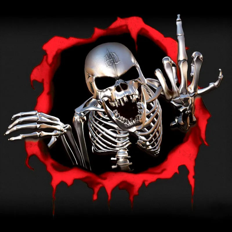 Colourful broken-shell pattern reflective metal skull car sticker on PET film