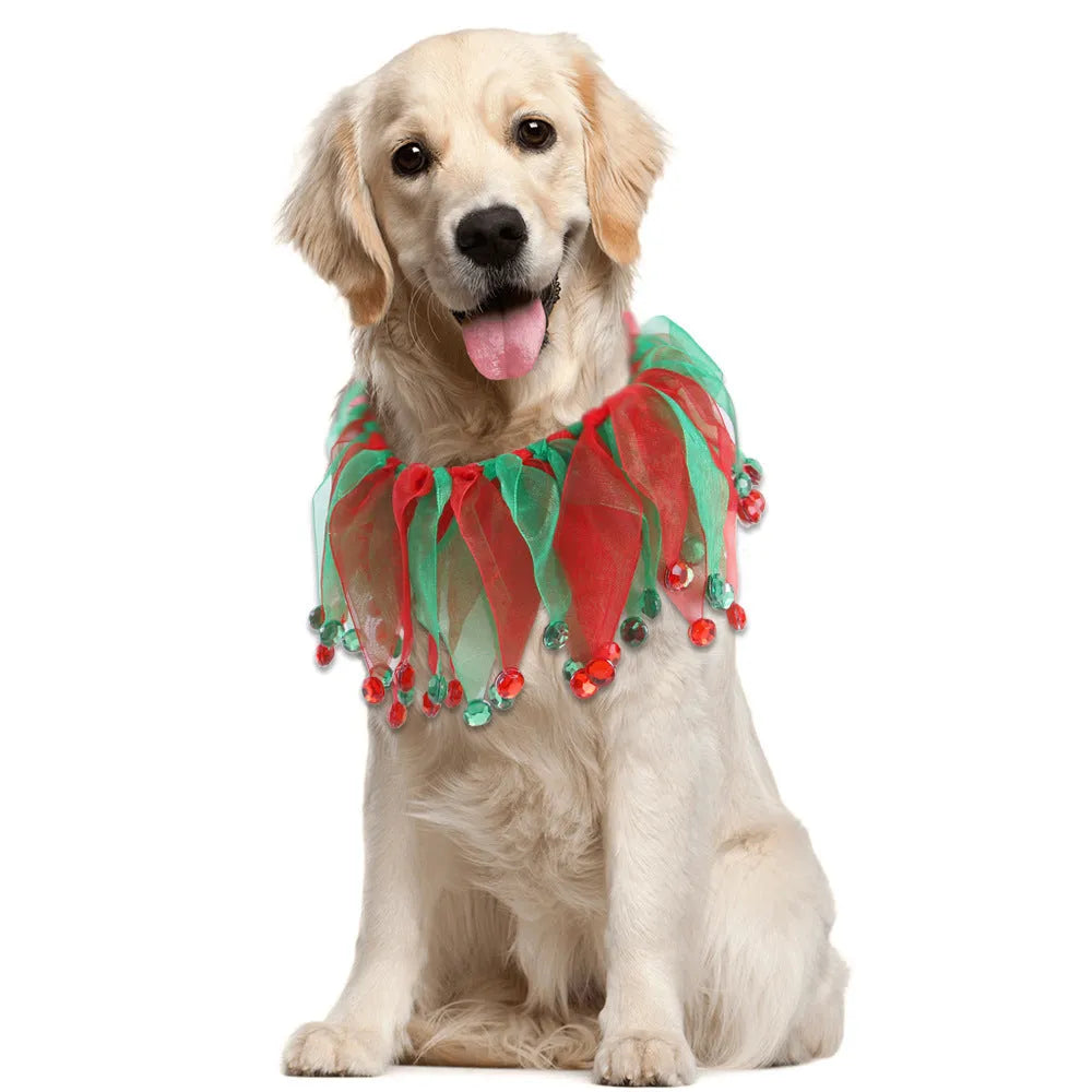 Tie-dye cloth pet collar with Christmas and Halloween colour themes in free size