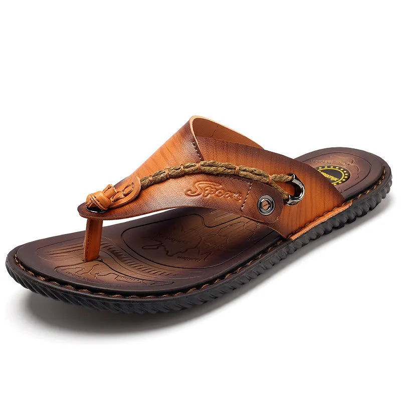 Men's dark blue herringbone pattern outdoor slippers with a rubber sole, shown in a plus size.
