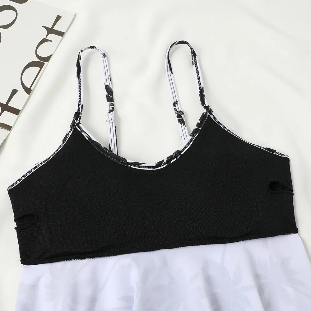 Black high-waist double-layer swimsuit briefs on a mannequin
