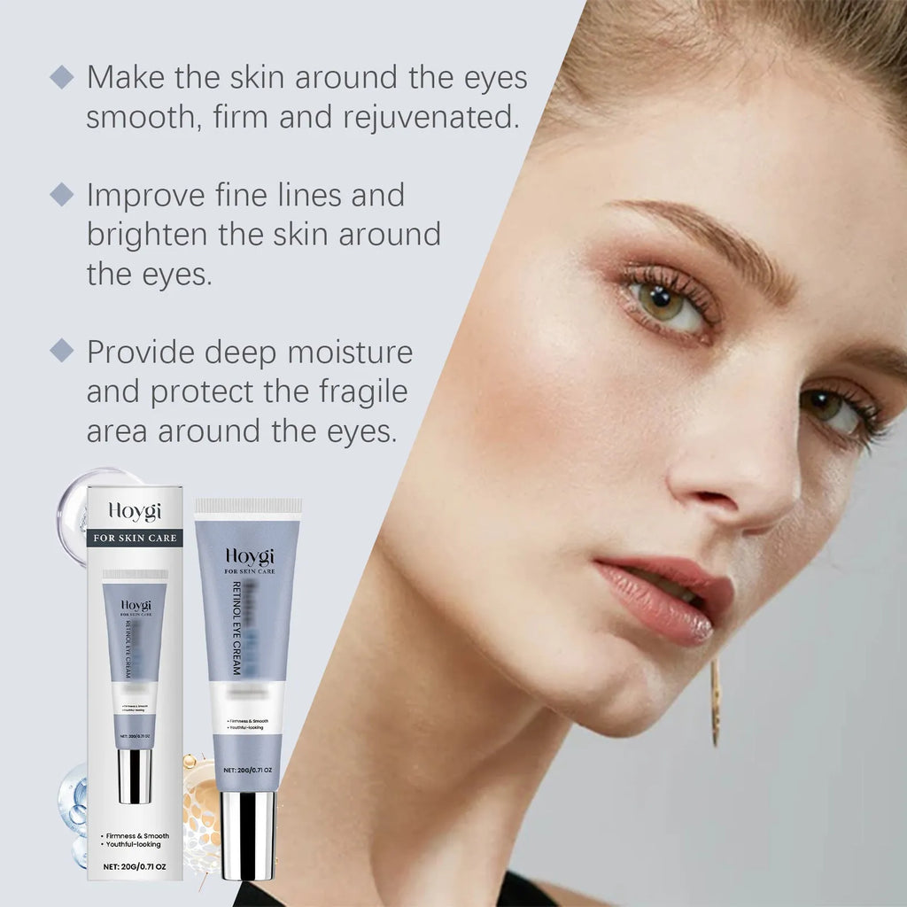 White and blue tube of Retinol Eye Cream Moisturising Soft, 20g, standing 12.1 cm tall.