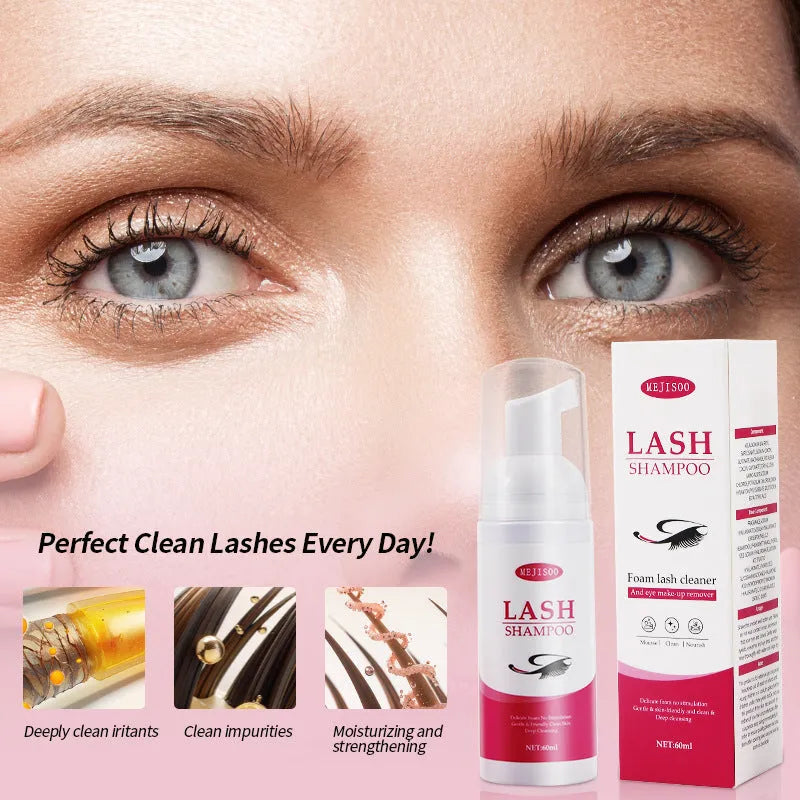13.5cm tall bottle of 60ml lash shampoo mousse for false eyelash cleaning and maintenance