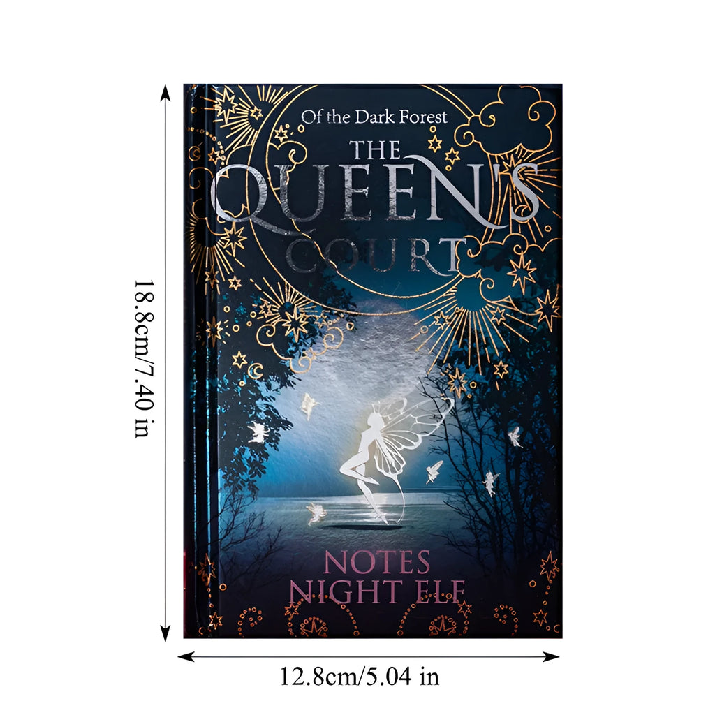 Blue and purple A5 hardcover luminous notebooks open to show full-colour illustrated pages.