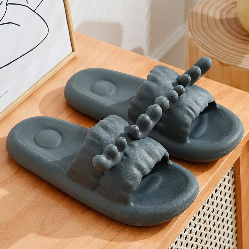 Women's EVA flip flop slippers with hollow-out design and non-slip soles in four colour options