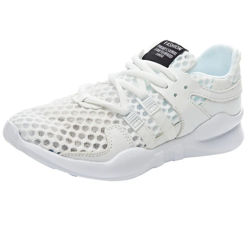 Low-top mesh sneaker with hollow-out detail and flat EVA sole in a slip-on style.