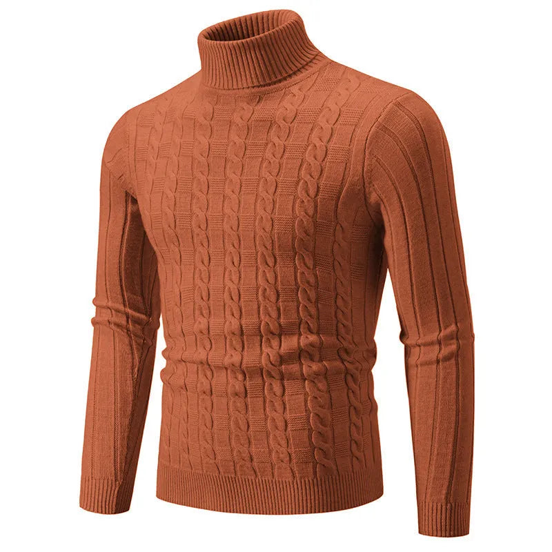 Men's slim fit twist turtleneck pullover in chenille fabric available in multiple colours and sizes