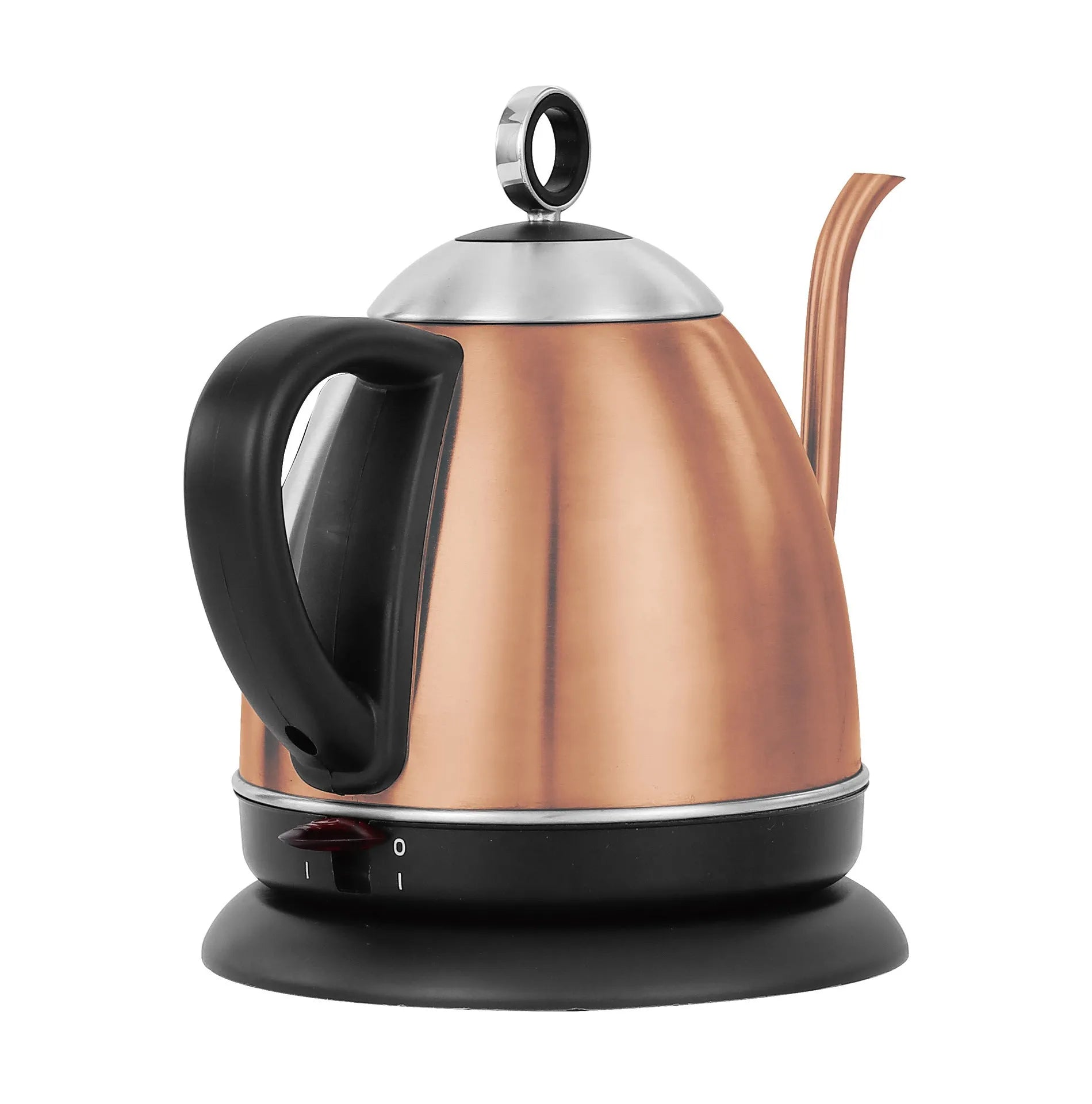 White, yellow or gold 1 litre stainless steel automatic kettle with touch control panel.