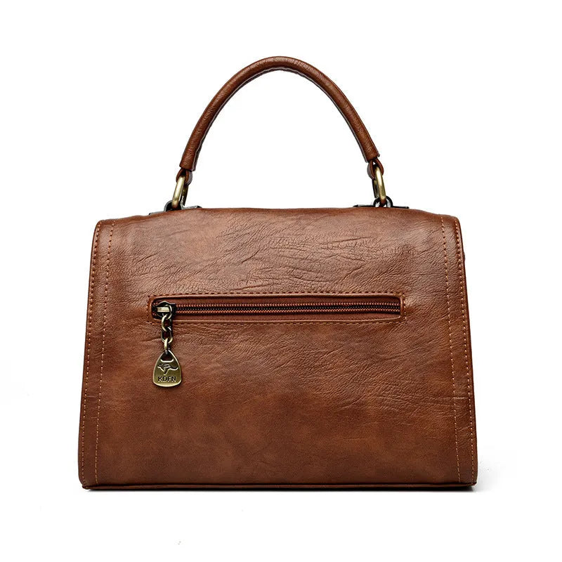 Women's one-shoulder crossbody bag in soft PU material with retro styling and horizontal square shape