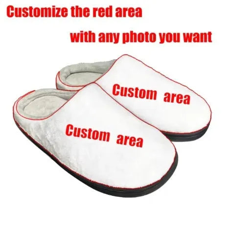 Patterned warm cotton slippers with flannel lining and TPR sole on a neutral background.