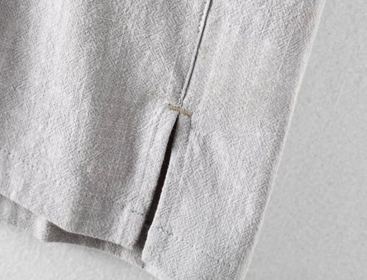 Men's loose fit cotton linen blend leisure shirt in solid colour options