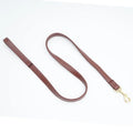 Black PU leather dog lead with metal clip showing adjustable length options