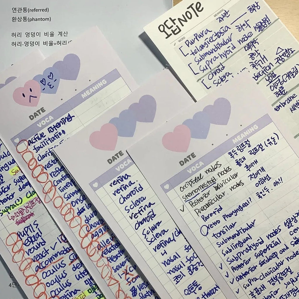 Vertical English vocabulary learning notepad in B5 half size with double-sided printing