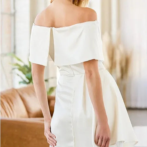 Women's off-shoulder strapless dress with lace-up back and raglan sleeves in matcha green
