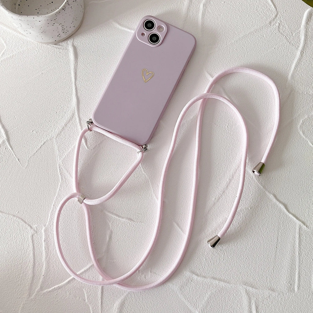 Slant across lanyard TPU phone case in solid colour for compatible iPhone models