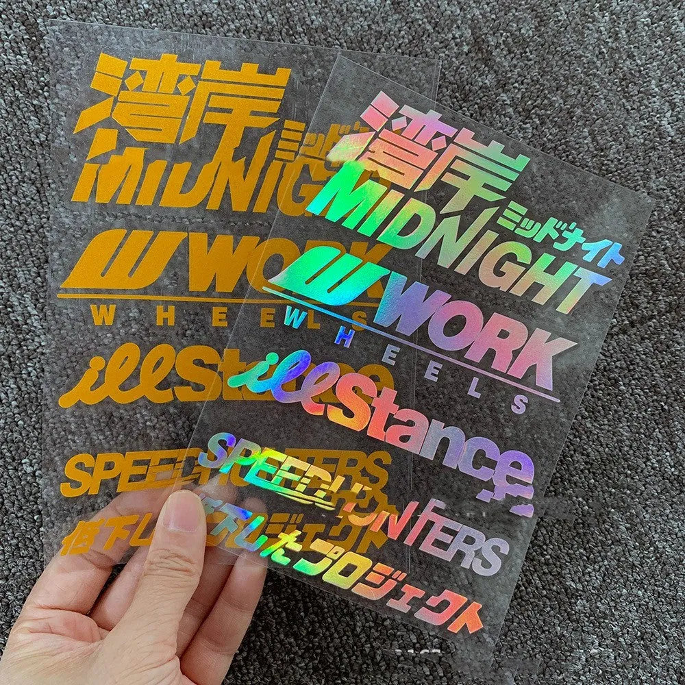 Motorcycle reflective bumper sticker measuring 16cm by 11cm in various colour options.