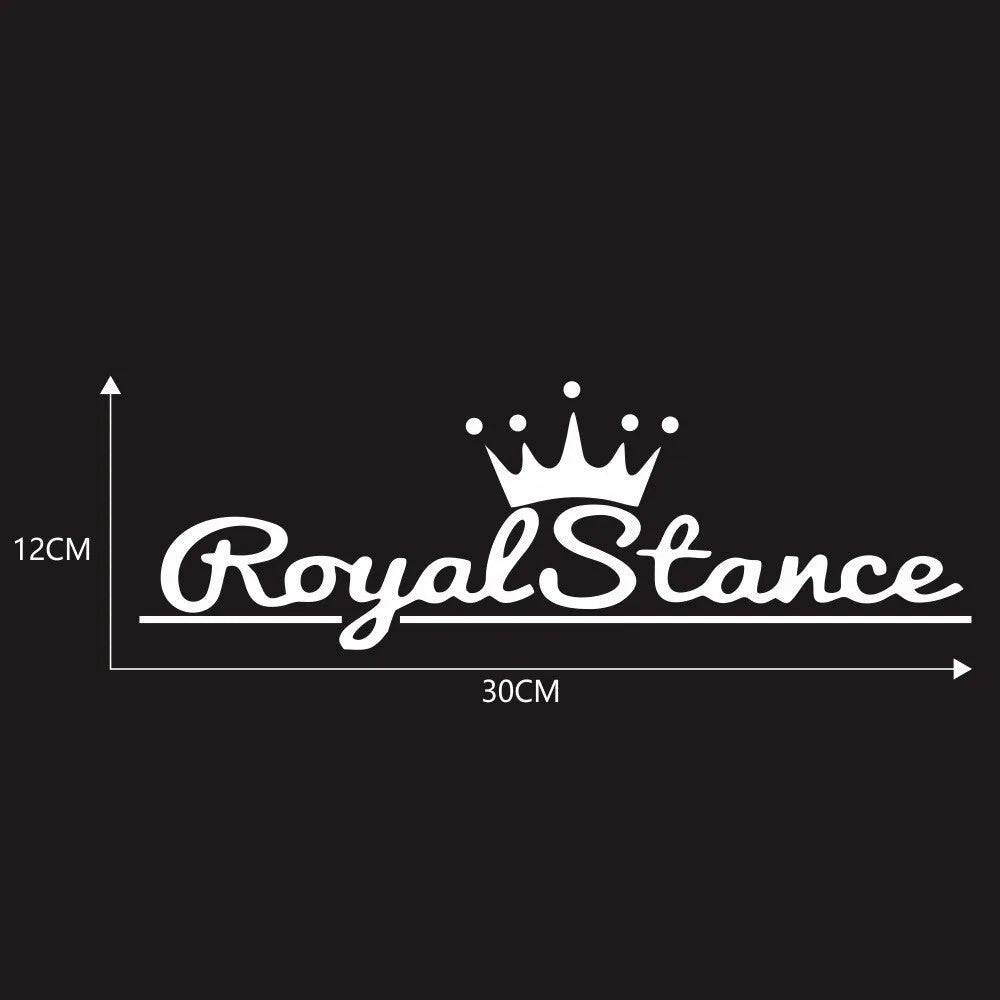 Reflective crown car sticker on vehicle surface measuring 30 by 12 centimetres