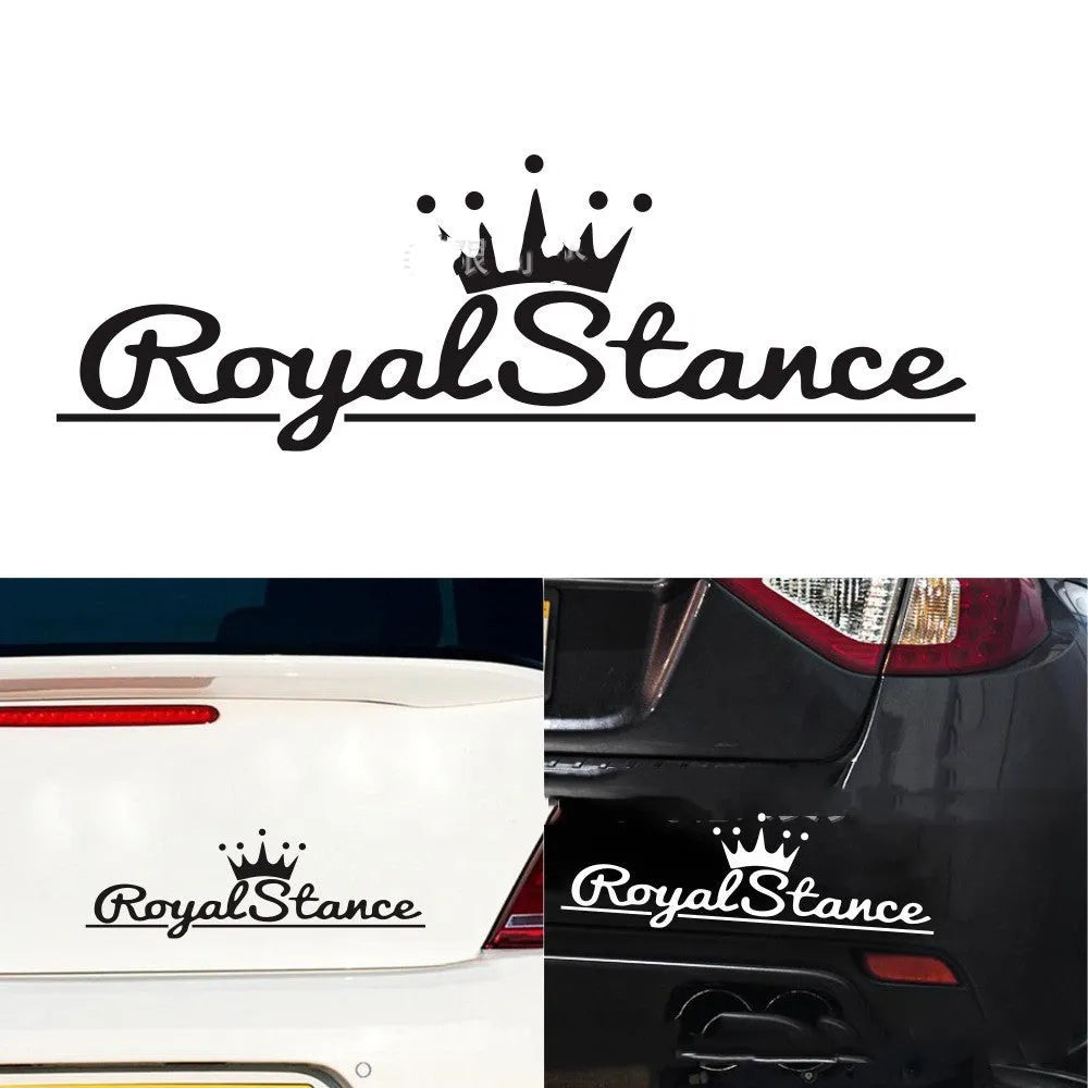 Reflective crown car sticker on vehicle surface measuring 30 by 12 centimetres