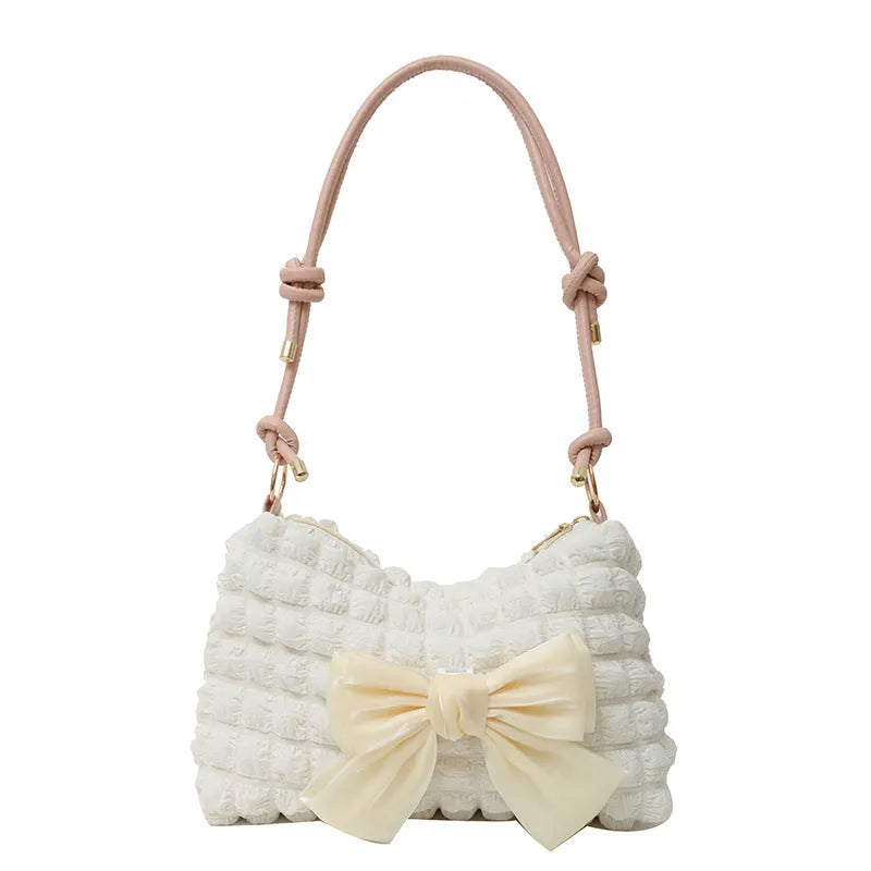 Women's one-shoulder canvas handbag in horizontal square shape with sandwich pocket and street trend styling