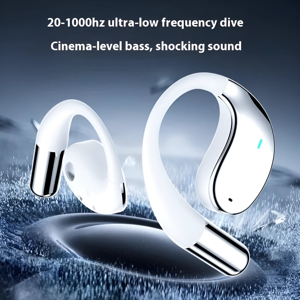 Black hanging ear Bluetooth sports earphones with ear hook design