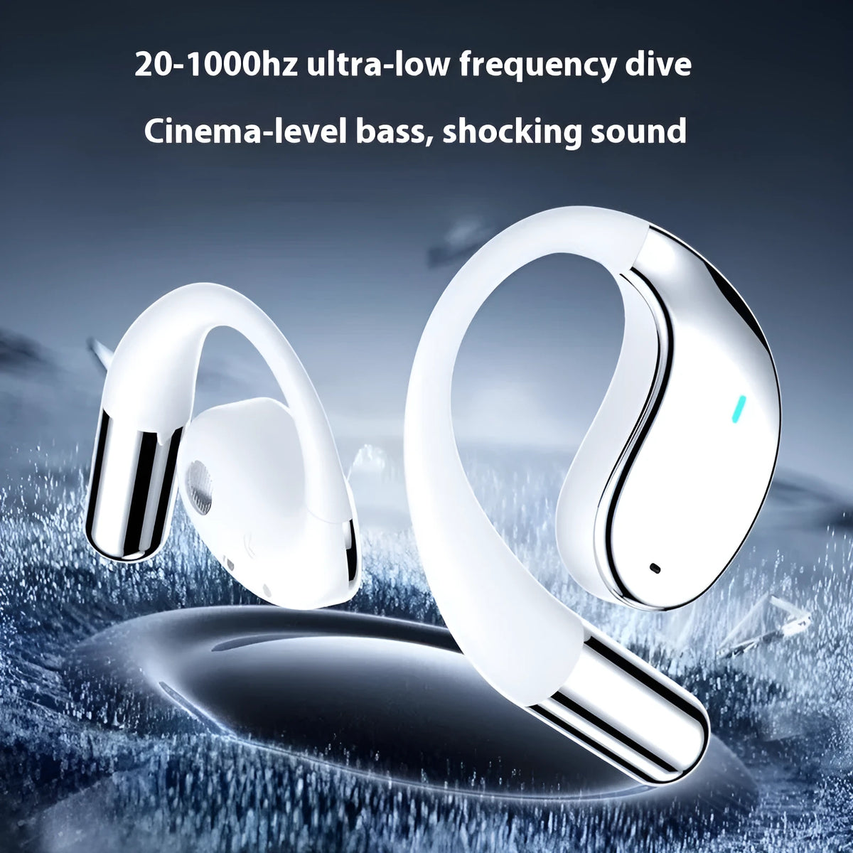 Black hanging ear Bluetooth sports earphones with ear hook design
