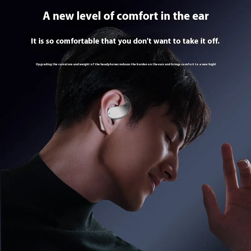 Black hanging ear Bluetooth sports earphones with ear hook design