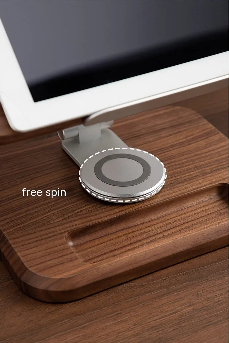 Solid walnut wood adjustable reading rack with rotating mechanism holding book and tablet