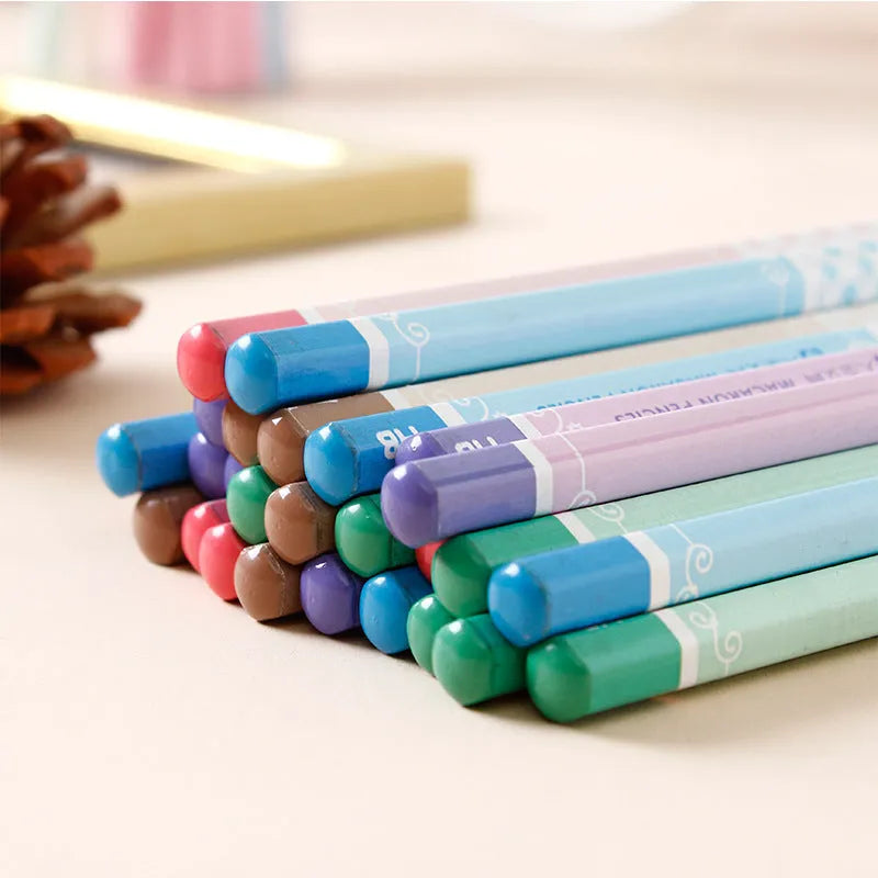 Basswood thermal transfer pencil with six-angle rod design and wooden barrel containing 50 HB refills