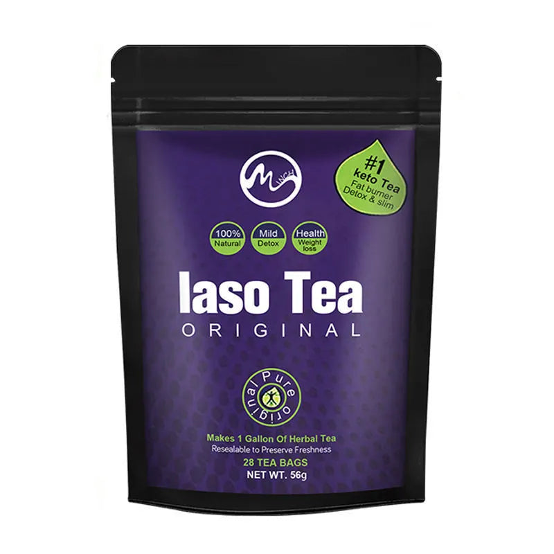 A single sealed bag of sugar-free instant slimming tea using cold soak process.