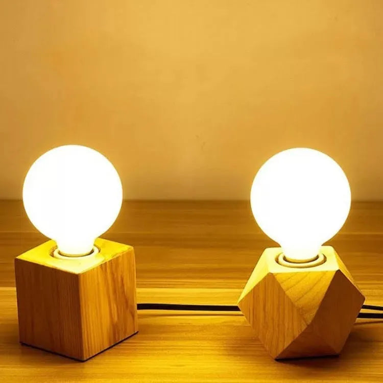 Retro wooden lamp holder with square design measuring 75x80mm