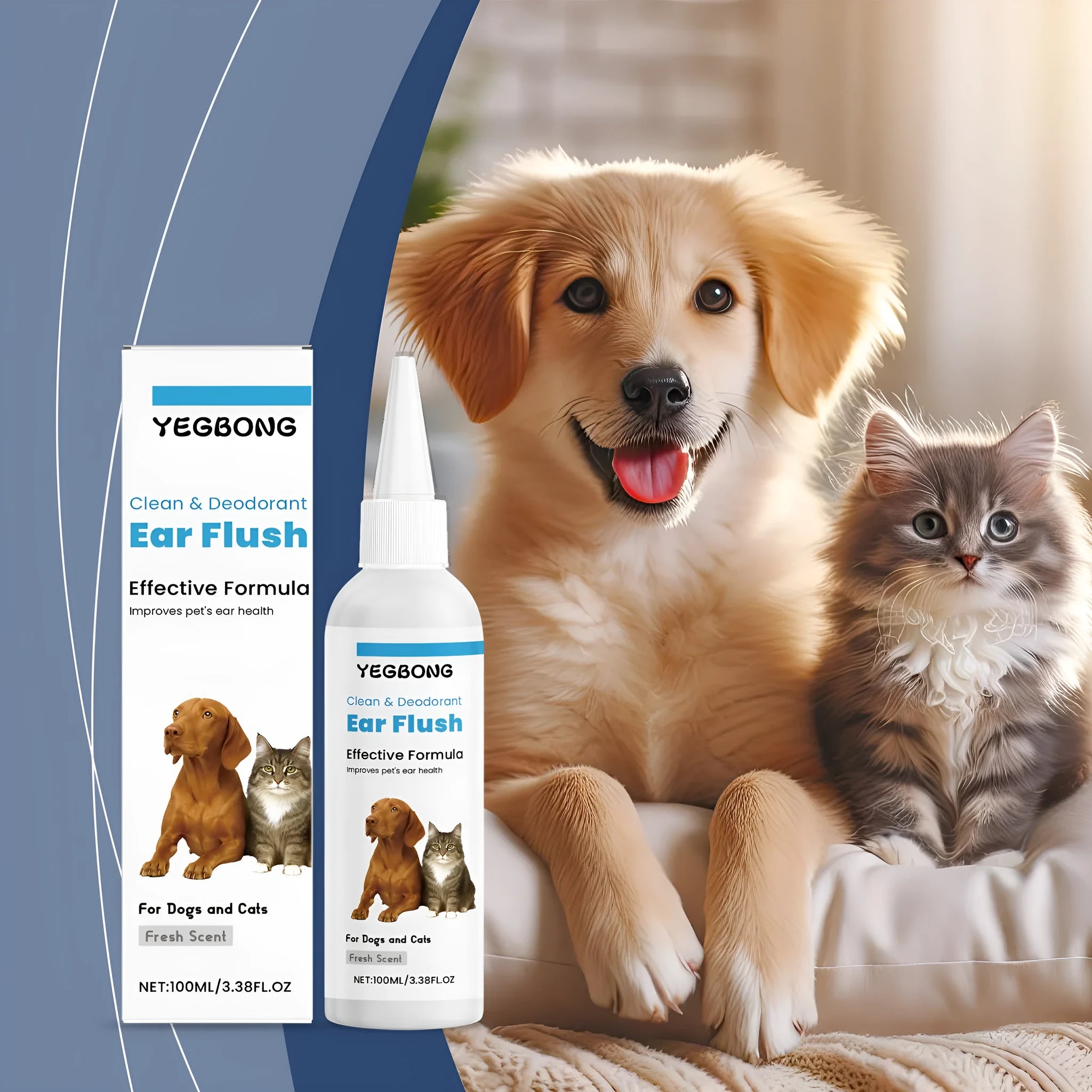 100ml bottle of gentle ear cleaner solution for dogs and cats