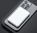 Black and white power bank for electric heating vest belts showing 97mm x 64mm x 14mm dimensions