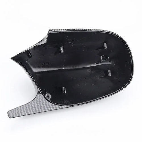Pair of black ABS plastic rearview mirror housing shells for BMW 3 Series E90.
