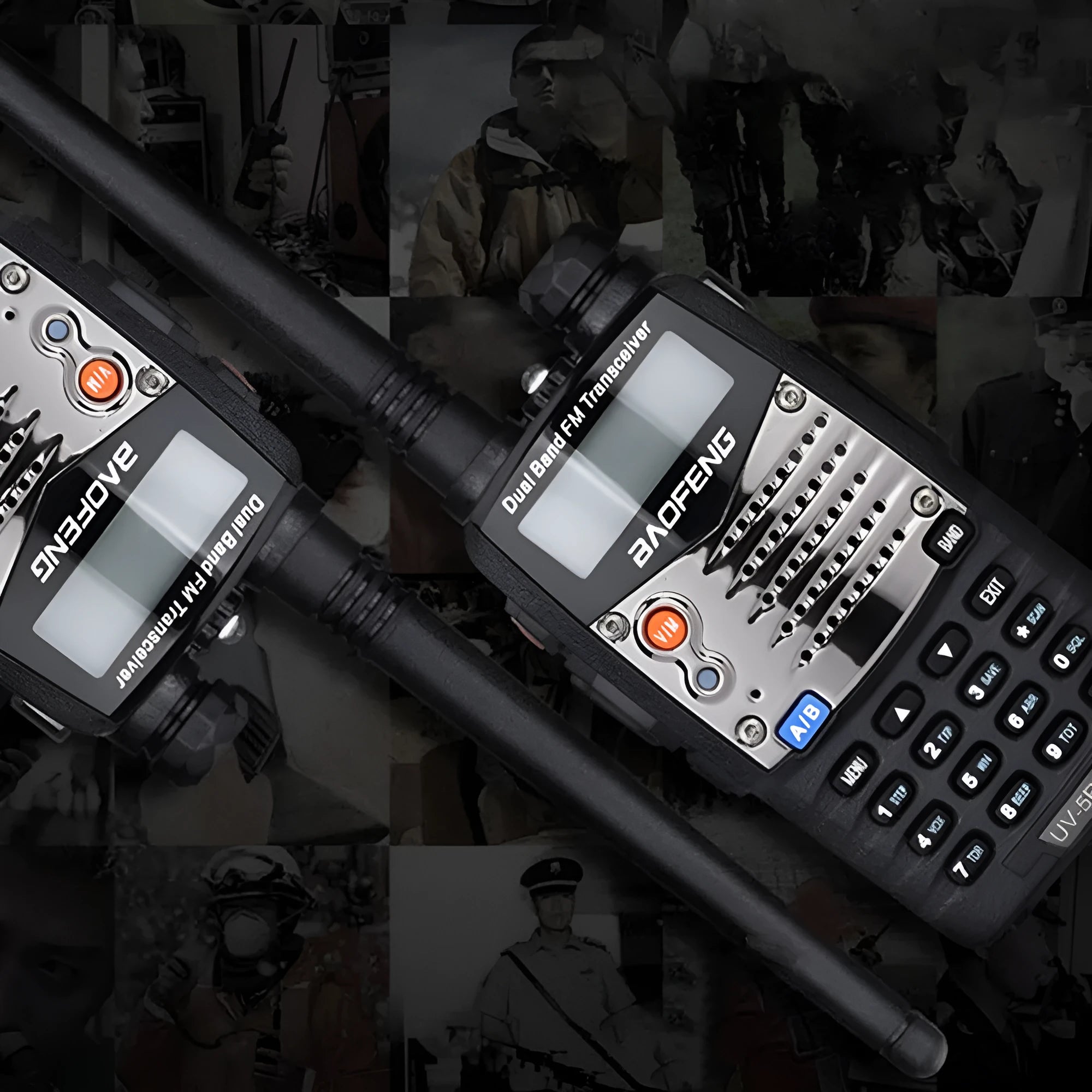 Baofeng UV-5RA dual band handheld transceiver with dual display and antenna