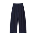 Women's linen-style shirt with flounced sleeves and matching wide-leg trousers in polyester blend fabric