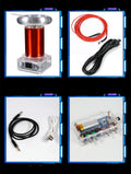 SSTC music Tesla coil driver board with controller, power cable, and audio connections