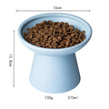 Extra wide elevated ceramic cat bowl set in blue colour showing food and water bowls