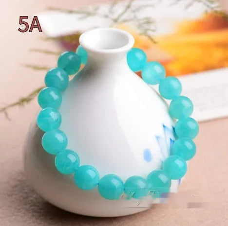 Natural Grade 7A Amazonite scattered beads showing 5A Ice and 7A Ice colour options in various sizes from 6mm to 13mm.
