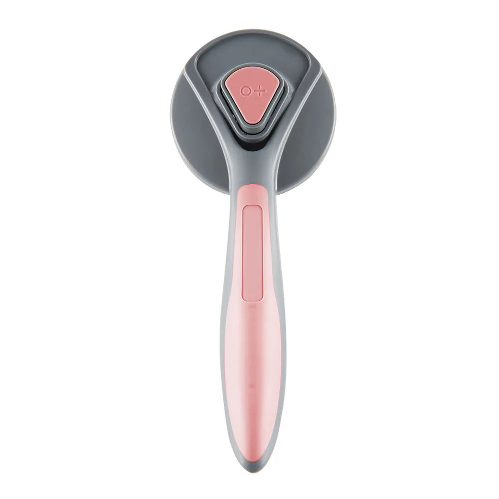 Self cleaning pet grooming brush with one-click button and comfort-grip handle