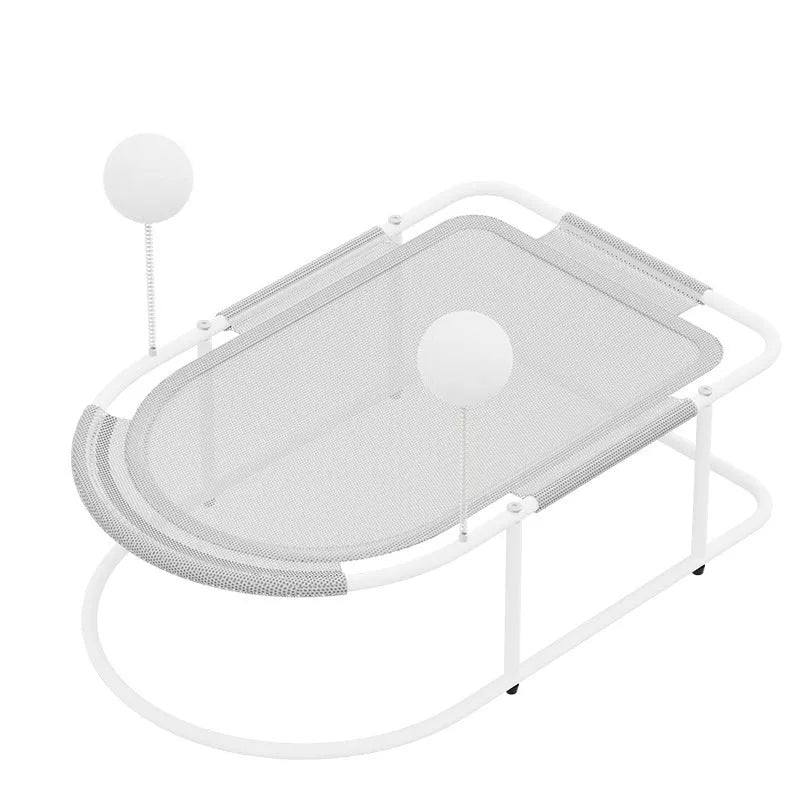 Large grey fabric kennel bed for cats and puppies with breathable bracket design.