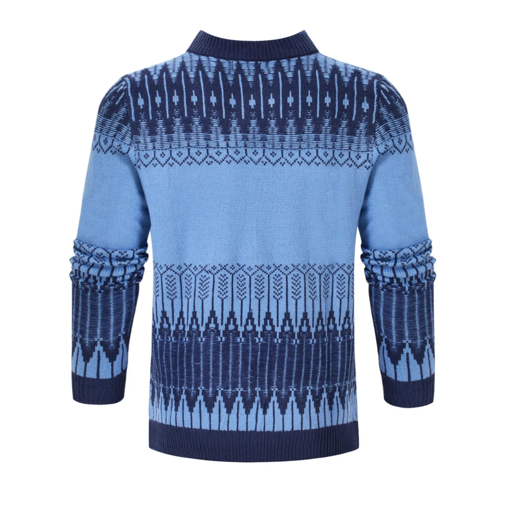 Men's knitted long-sleeve pullover sweater in one of five styles, sized S to 5XL.