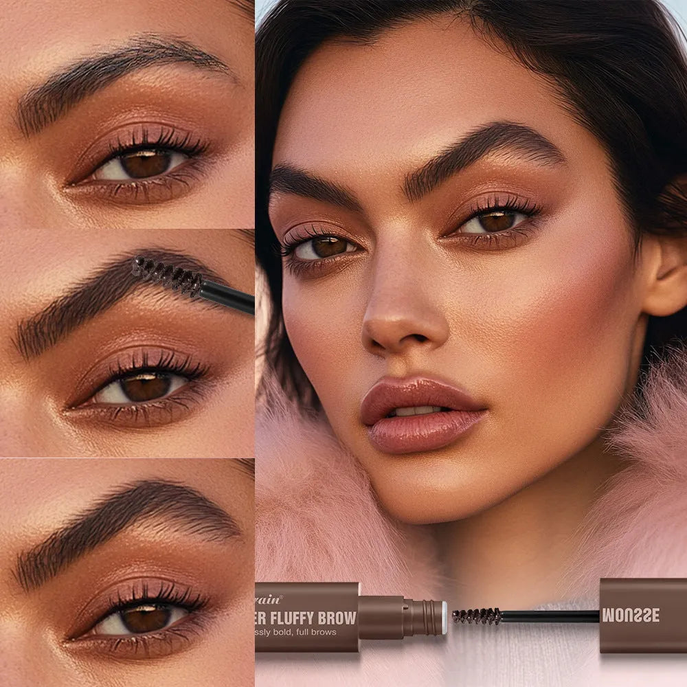Eyebrow cream tube with six shade options for three-dimensional brow shaping