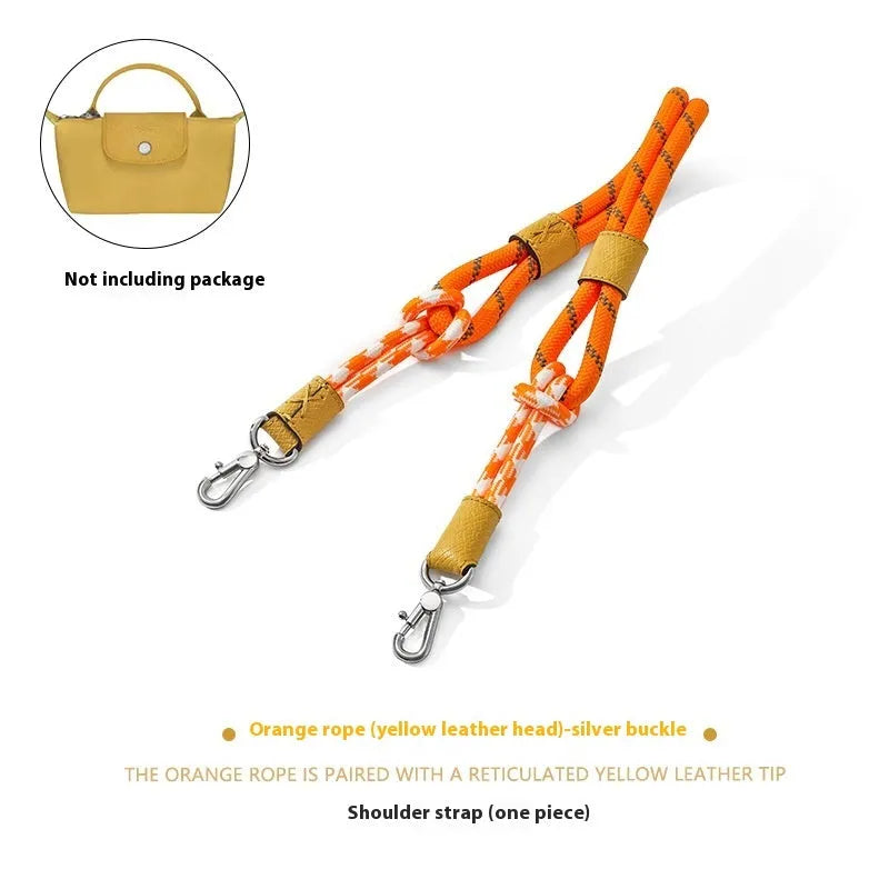 Braided nylon and leather shoulder strap with alloy buckle for bag modification
