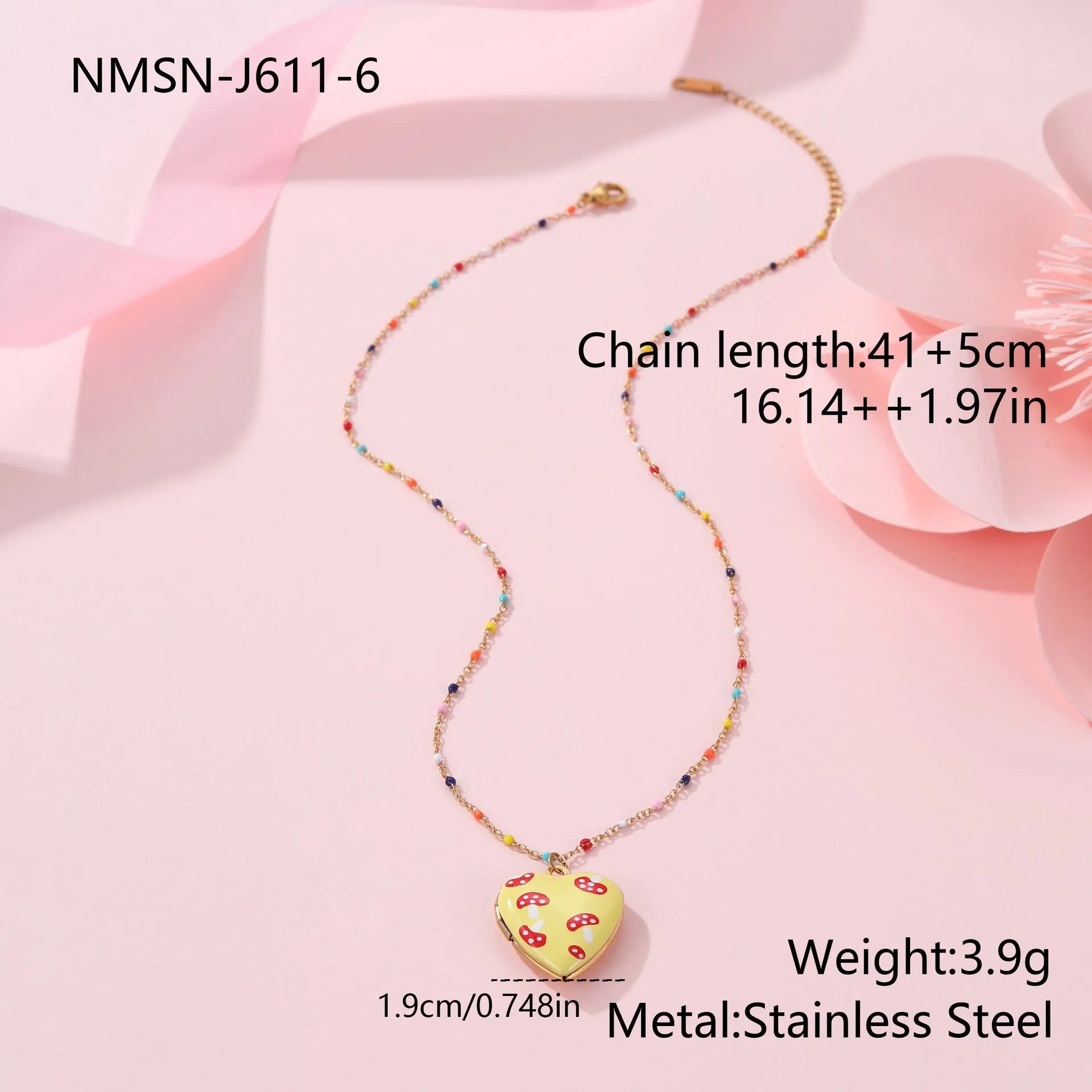 Gold-plated stainless steel necklace with fruit pendant on adjustable chain