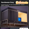Gentleman grey bed curtains with integrated mosquito net for 0.9 metre single bed