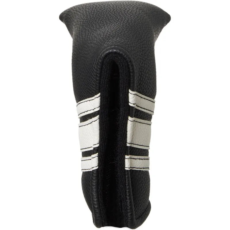 Black PU leather golf club head cover with matching push rod sleeve case