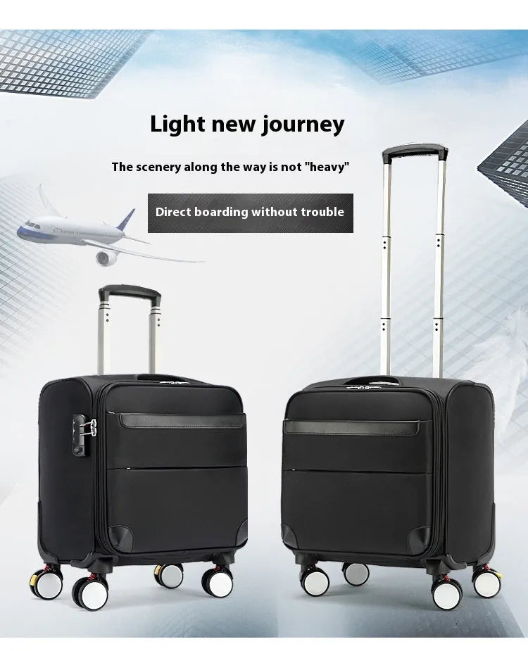 Black 18-inch Oxford cloth business travel suitcase with universal wheels