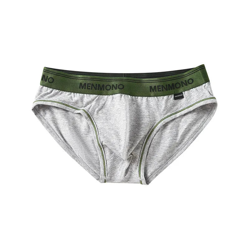 Men's low waist cotton briefs in a black and blue colour combination.