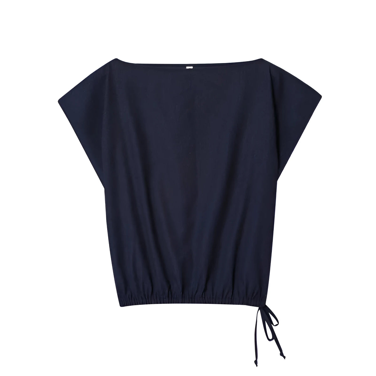 Women's linen-style shirt with flounced sleeves and matching wide-leg trousers in polyester blend fabric