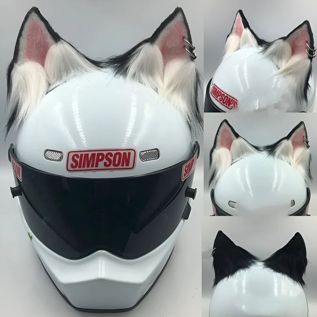 ABS plastic animal ears and tail helmet ornament kit for motorcycle or bike helmets